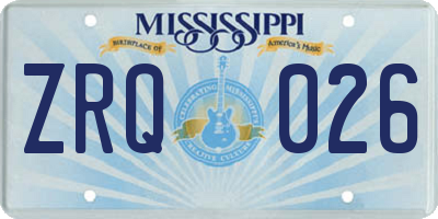 MS license plate ZRQ026