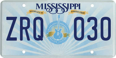 MS license plate ZRQ030