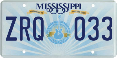 MS license plate ZRQ033