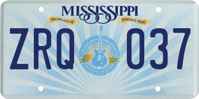 MS license plate ZRQ037