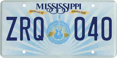 MS license plate ZRQ040