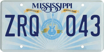 MS license plate ZRQ043