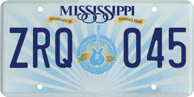 MS license plate ZRQ045