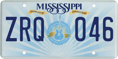 MS license plate ZRQ046
