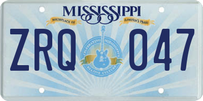 MS license plate ZRQ047