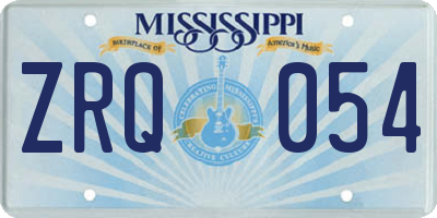 MS license plate ZRQ054