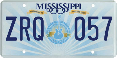 MS license plate ZRQ057
