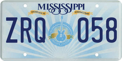 MS license plate ZRQ058