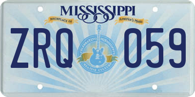MS license plate ZRQ059
