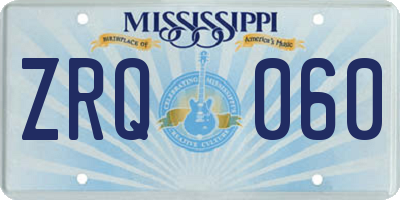 MS license plate ZRQ060