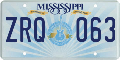MS license plate ZRQ063