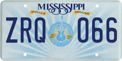 MS license plate ZRQ066