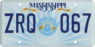 MS license plate ZRQ067