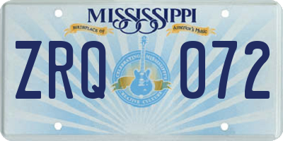 MS license plate ZRQ072