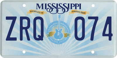 MS license plate ZRQ074