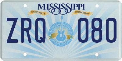 MS license plate ZRQ080