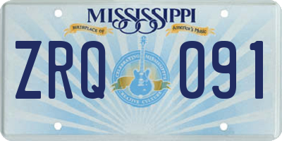MS license plate ZRQ091