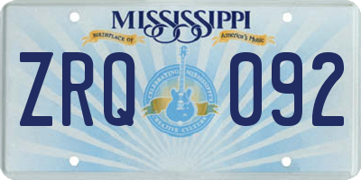 MS license plate ZRQ092