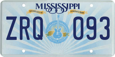 MS license plate ZRQ093