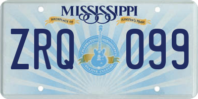 MS license plate ZRQ099