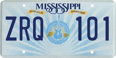 MS license plate ZRQ101