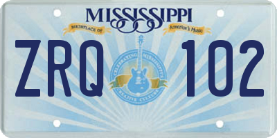 MS license plate ZRQ102