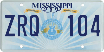 MS license plate ZRQ104