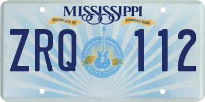 MS license plate ZRQ112