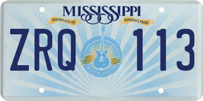 MS license plate ZRQ113
