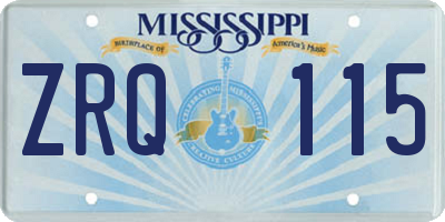 MS license plate ZRQ115