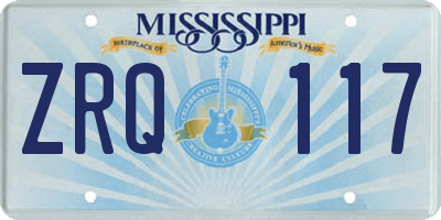 MS license plate ZRQ117