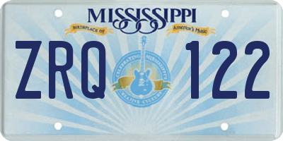 MS license plate ZRQ122