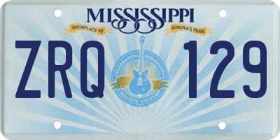 MS license plate ZRQ129