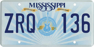 MS license plate ZRQ136