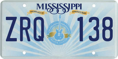 MS license plate ZRQ138