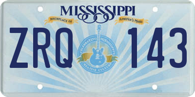MS license plate ZRQ143