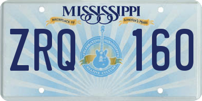 MS license plate ZRQ160