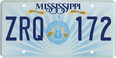 MS license plate ZRQ172