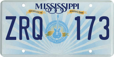 MS license plate ZRQ173