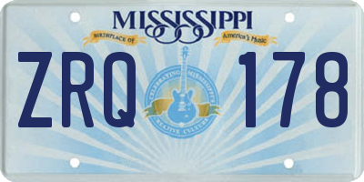 MS license plate ZRQ178