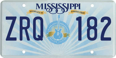 MS license plate ZRQ182