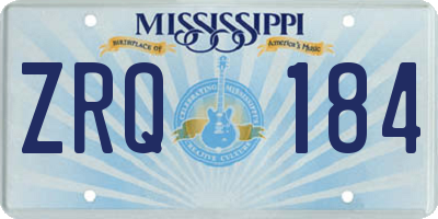 MS license plate ZRQ184