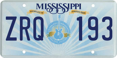 MS license plate ZRQ193
