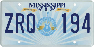 MS license plate ZRQ194