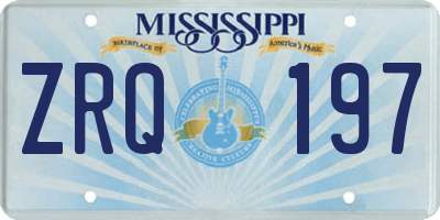 MS license plate ZRQ197