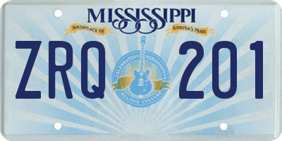 MS license plate ZRQ201