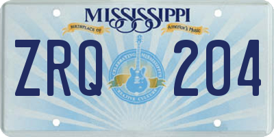 MS license plate ZRQ204