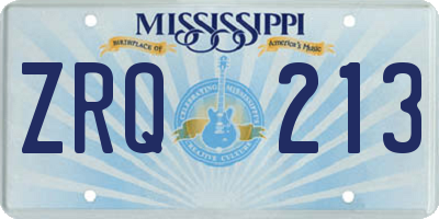MS license plate ZRQ213