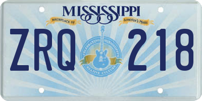 MS license plate ZRQ218