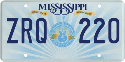 MS license plate ZRQ220